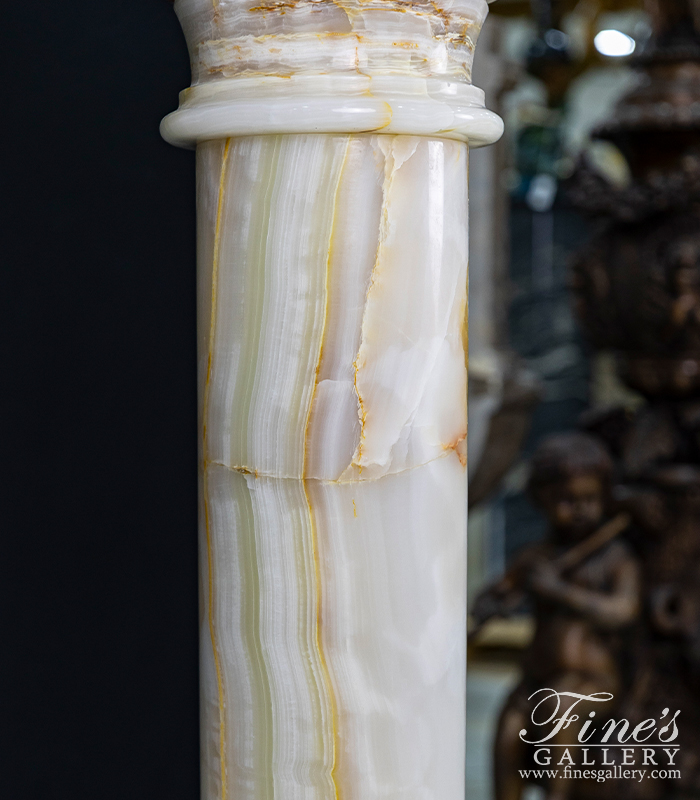 Marble Bases  - Decorative Art Pedestal In White Onyx - MBS-312